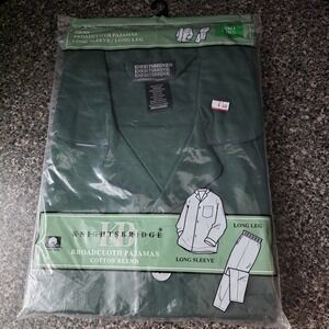 Vintage Knightsbridge Broadcloth‎ Pajama Set Men's Small Green NOS Kmart
